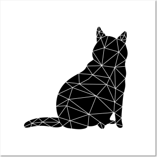 A round cat sits and looks around, Cat Geometric for Light Posters and Art